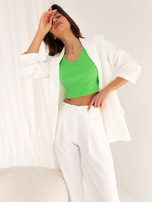 Hurt Ecru eleganckie spodnie z materiału z zakładkami