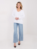 Biała damska bluzka oversize z bawełny