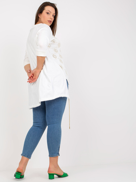Biała bawełniana bluzka plus size z motywem