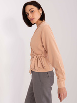 Hurt Camelowa bluzka wizytowa z wiązaniem