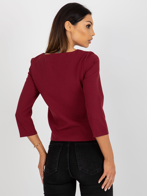 Hurtownia Bordowa krótka bluzka wizytowa z koronką