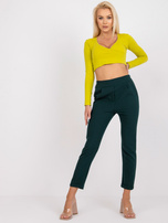 Ciemnozielone spodnie eleganckie z kieszeniami Hidalgo