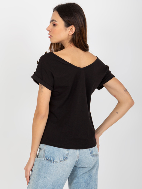 Hurt Czarna bluzka z guzikami na rękawach OCH BELLA