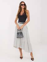 Ecru letnia spódnica w kratkę