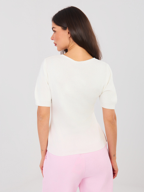 Ecru damski sweter z krótkim rękawem