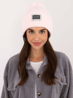 Hurt Jasnoróżowa dzianinowa czapka damska RUE PARIS