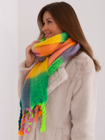 Hurtownia Zielono-żółty zimowy szal w kratę