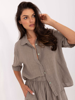 Ciemnobeżowy dwuczęściowy komplet na lato OCH BELLA 