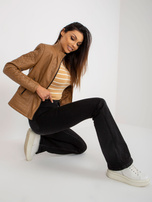 Hurt Camelowa damska kurtka z ekoskóry ze stójką