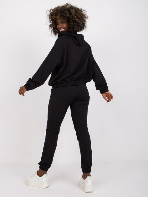 Czarny bawełniany komplet dresowy z bluzą z kapturem Natela