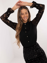 Hurt Czarna elegancka koszula damska ze stójką 