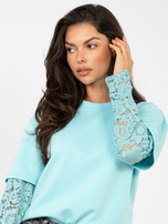 Miętowa damska bluzka z imitacją t-shirtu