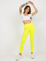 Hurtownia Fluo żółte bawełniane legginsy basic w prążek