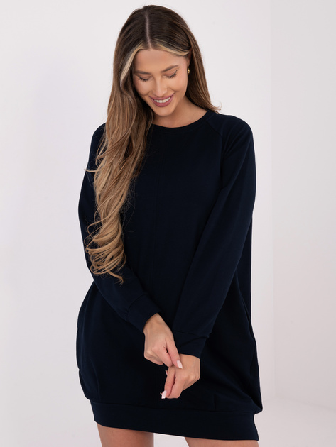 Granatowa dresowa sukienka z kieszeniami BASIC FEEL GOOD