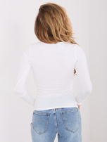 Ecru damska bluzka basic z długim rękawem