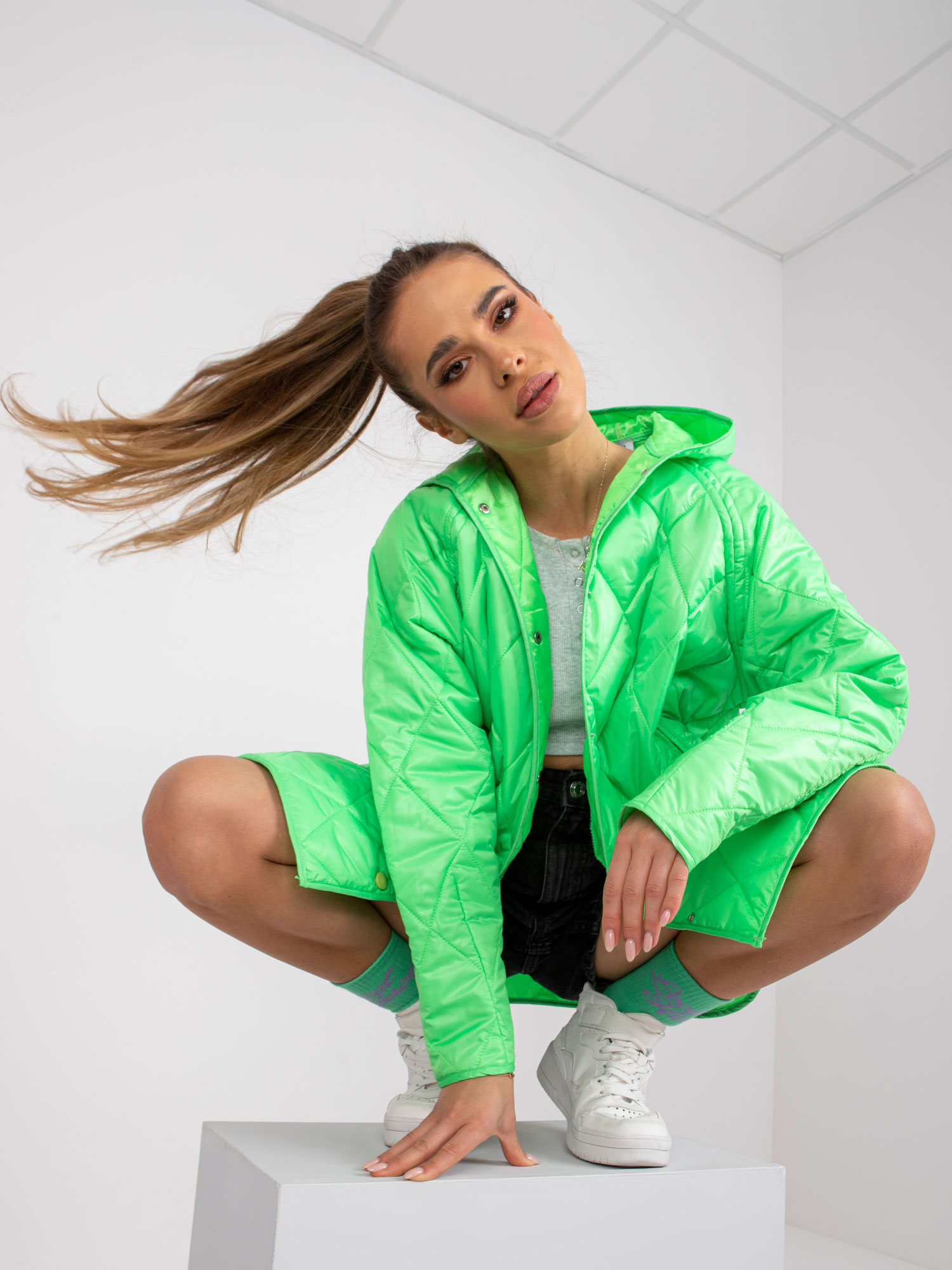 Grüne gesteppte Übergangsjacke Eleanor RUE PARIS.