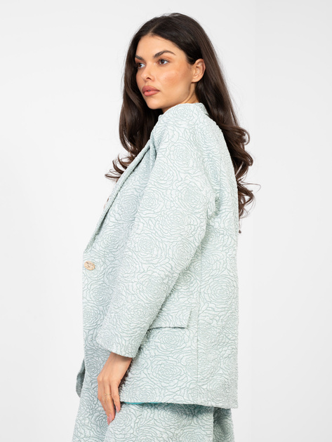 Miętowa żakardowa marynarka z podszewką RUE PARIS