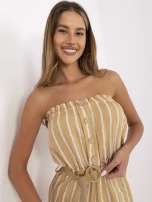 Camelowo-biały krótki kombinezon na lato RUE PARIS