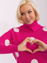 Hurt Fuksjowy sweter plus size w grochy