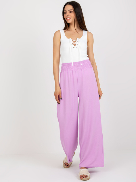 Hurt Jasnofioletowe materiałowe spodnie typu szwedy