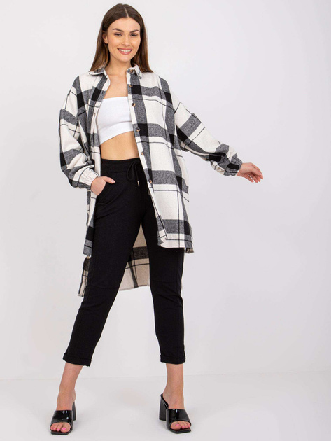 Czarno-biała koszula z wełną w kratę Amerie