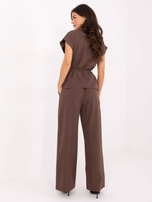 Czekoladowy komplet z szerokimi spodniami 