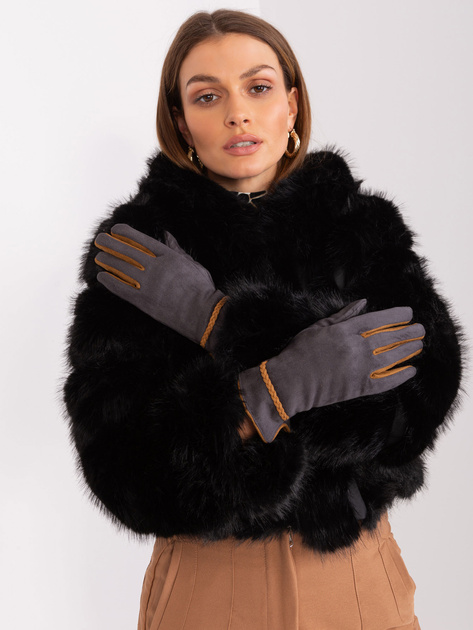 Hurt Ciemnoszare eleganckie rękawiczki damskie