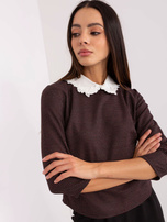 Hurt Czarna krótka bluzka wizytowa z kołnierzem