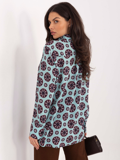 Miętowa klasyczna koszula z nadrukiem