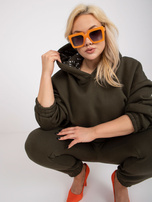 Khaki dresni komplet plus size z hlačami.