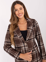 Brązowa gruba marynarka w kratę RUE PARIS