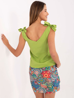 Limonkowy luźny top na ramiączkach RUE PARIS 