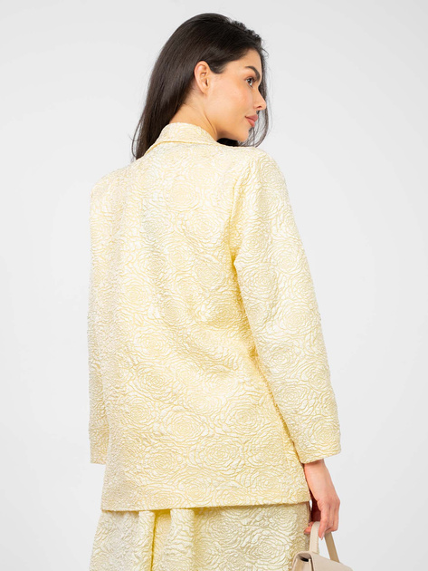 Pastelowa żółta marynarka z fakturowej tkaniny RUE PARIS