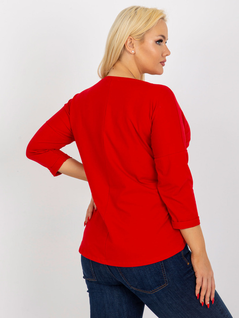 Hurt Czerwona bluzka plus size z nadrukiem i napisem