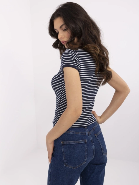 Granatowa prążkowana bluzka w paski