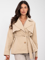 Jasnocamelowy trencz z kieszeniami RUE PARIS 