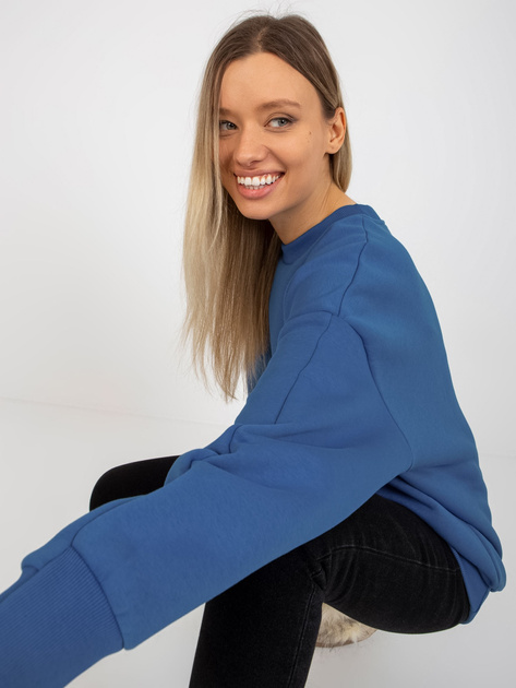 Hurtownia Ciemnoniebieska dresowa bluza basic oversize