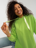 Hurt Jasnozielona dresowa bluza z kapturem i troczkami