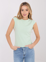 Jasnozielony damski top basic z wiskozy
