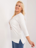 Hurt Ecru lässige Plus-Size-Bluse mit Druck.