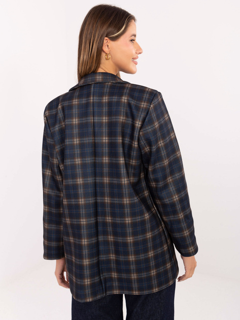 Granatowo-beżowa marynarka oversize w kratę