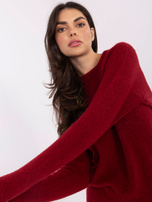 Ciemnoczerwony sweter basic z domieszką alpaki