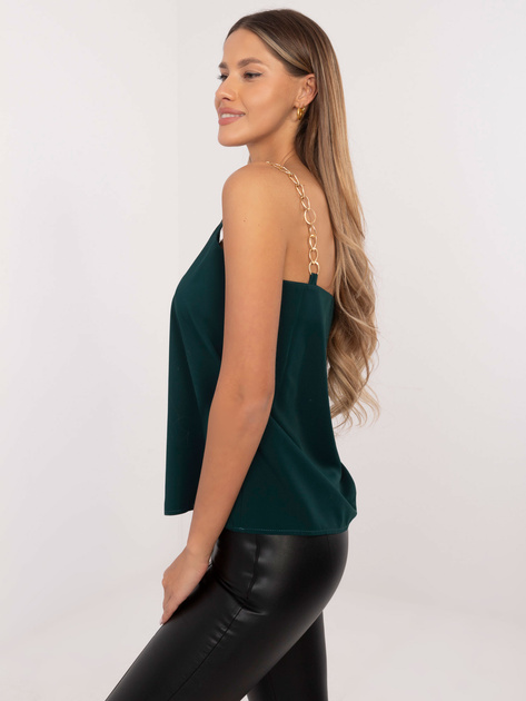 Hurtownia Ciemnozielony elegancki top z łańcuszkami