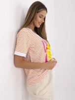 Pomarańczowo-biała letnia bluzka z napisem