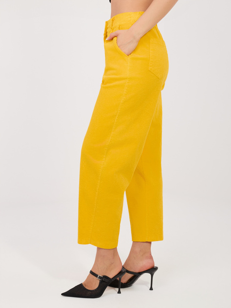 Żółte sztruksowe spodnie z nogawką 7/8 RUE PARIS