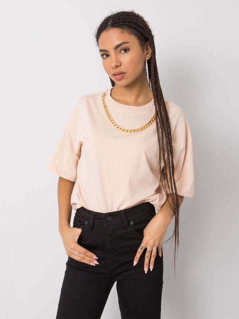 Brzoskwiniowy t-shirt bawełniany Donna RUE PARIS