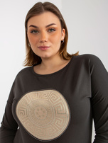 Hurt Khaki bluzka plus size z nadrukiem i ściągaczem