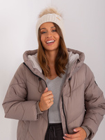 Hurt Beżowa czapka zimowa w warkocze RUE PARIS 