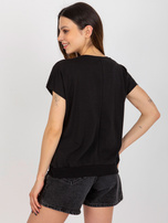 Hurt Czarna bluzka bawełniana z nadrukiem RUE PARIS