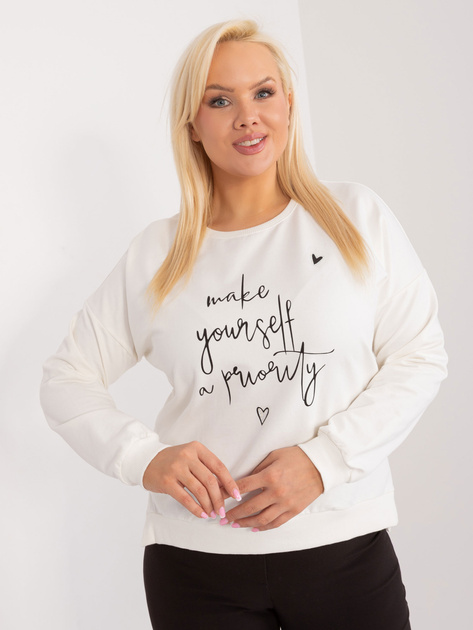 Hurtownia Ecru bluzka plus size z długim rękawem